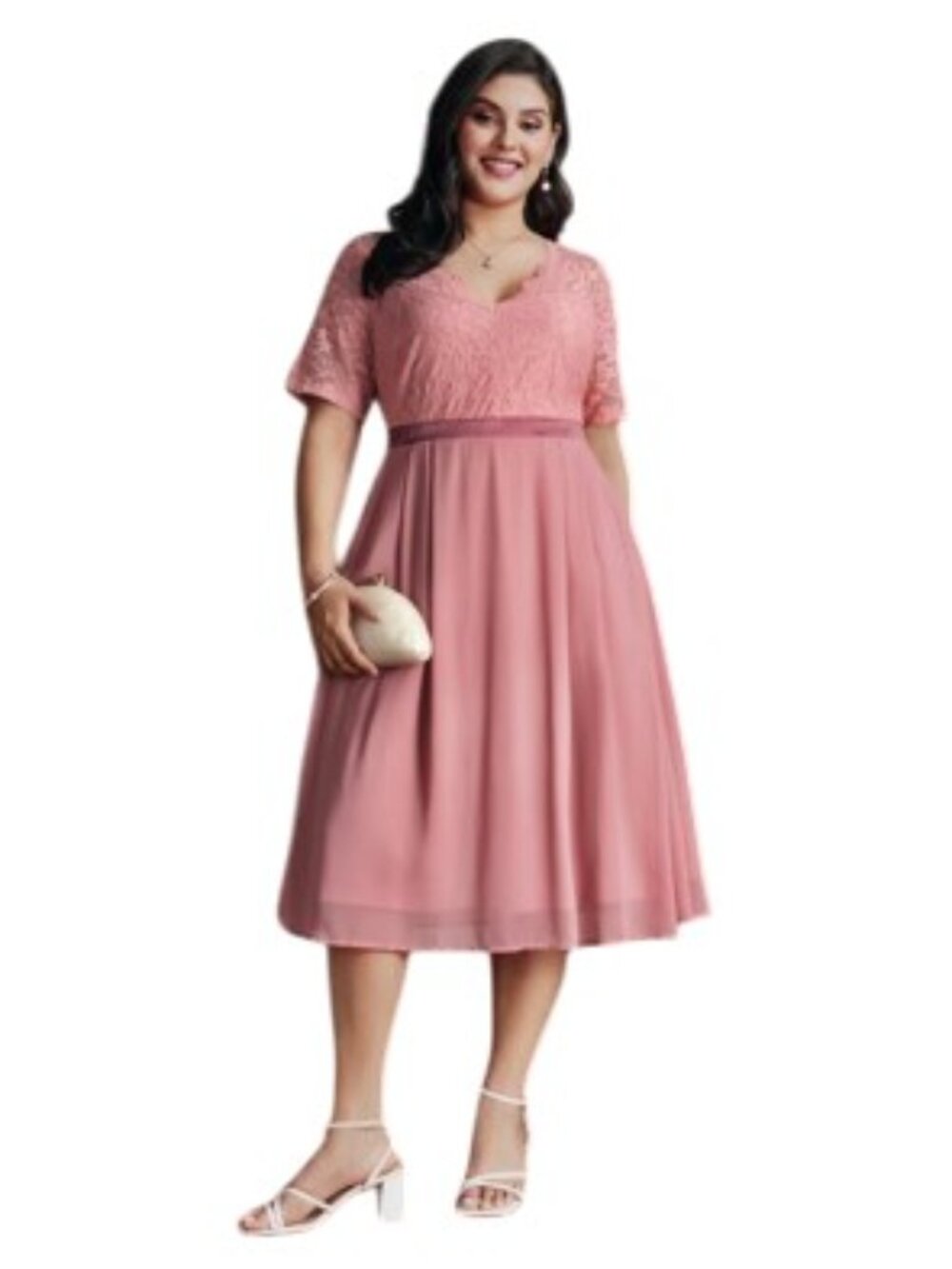 NWT BloomChic Sheer Lace Midi Dress Dirty Pink Size 2X